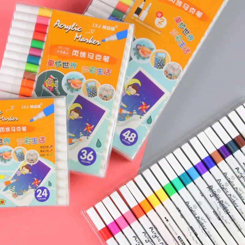 48 Color Acrylic Marker Pen Set for Art Painting DIY Graffiti