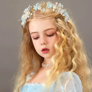 Kids Girls Fashion Elegant Pearl Flower Headband Headdress