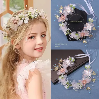 Kids Girls Fashion Elegant Pearl Flower Headband Headdress