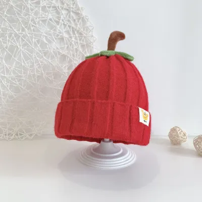 Kids Fashion Cute Winter Warm Knitted Pumpkin Dome Hat Polyester