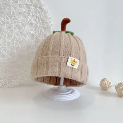 Kids Fashion Cute Winter Warm Knitted Pumpkin Dome Hat Polyester