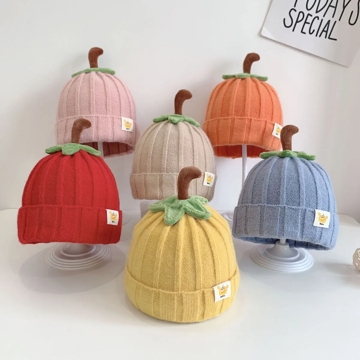 Kids Fashion Cute Winter Warm Knitted Pumpkin Dome Hat Polyester