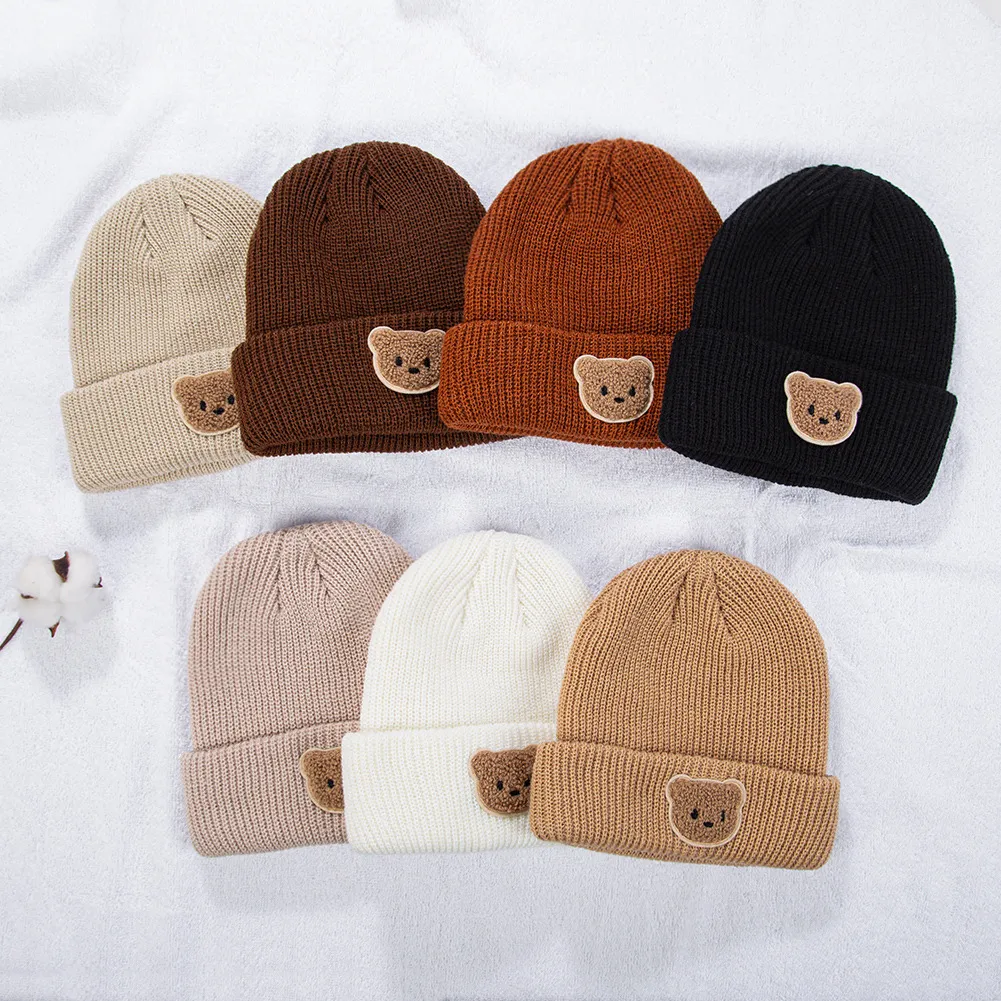 Kids Fashion Casual Autumn Winter Warm Knitted Hat Cartoon Acrylic Dome Beanie