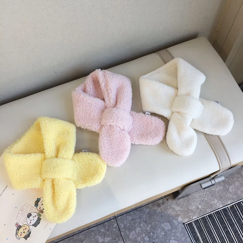 Kids Baby's Fashion Autumn Winter Solid Color Warm Velvet Thickened Plush Scarf