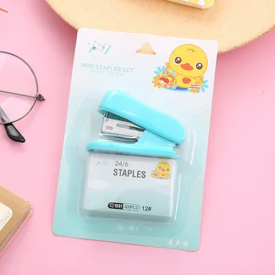 Fashion Creative Solid Color Mini Stapler Set 24/6 40 Sheets