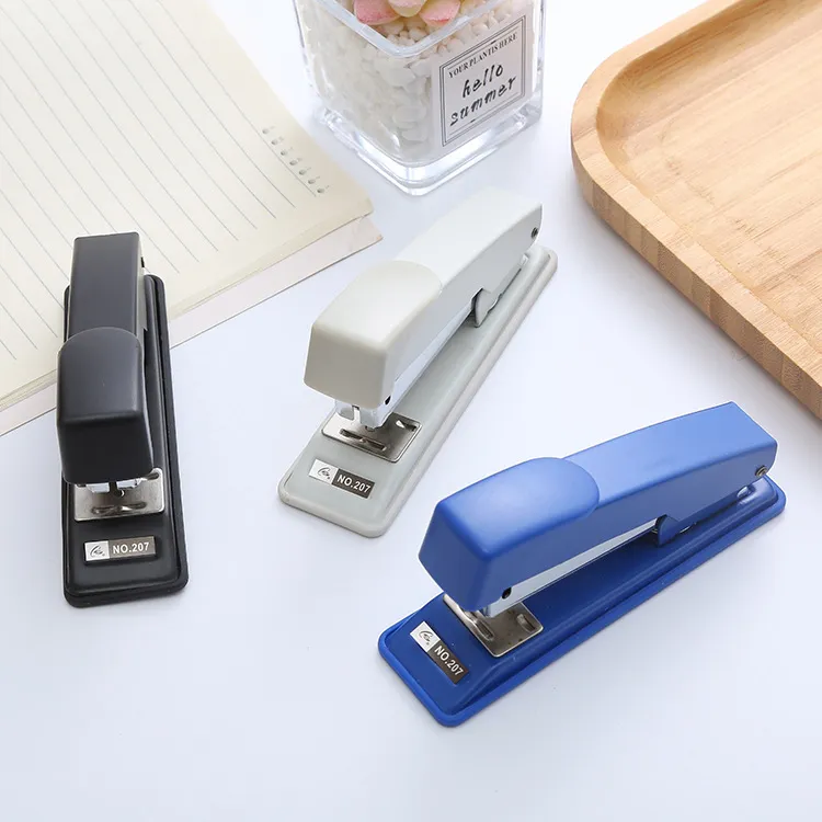 Fashion Simple Solid Color Medium Stapler for Office Supplies, 100 Sheet Capacity, 24/6 26/6 Needle, Black Silver Grey Blue, S-5XL