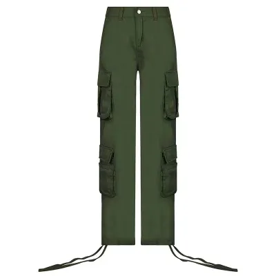 Women Casual Solid Color Low Waist Cargo Pants