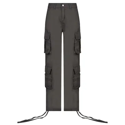 Women Casual Solid Color Low Waist Cargo Pants