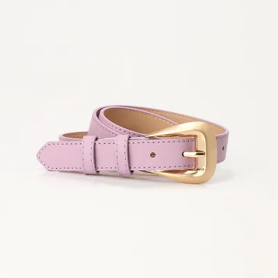 Women Fashion Simple Solid Color Imitation Leather Pin Buckle Belt