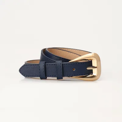 Women Fashion Simple Solid Color Imitation Leather Pin Buckle Belt