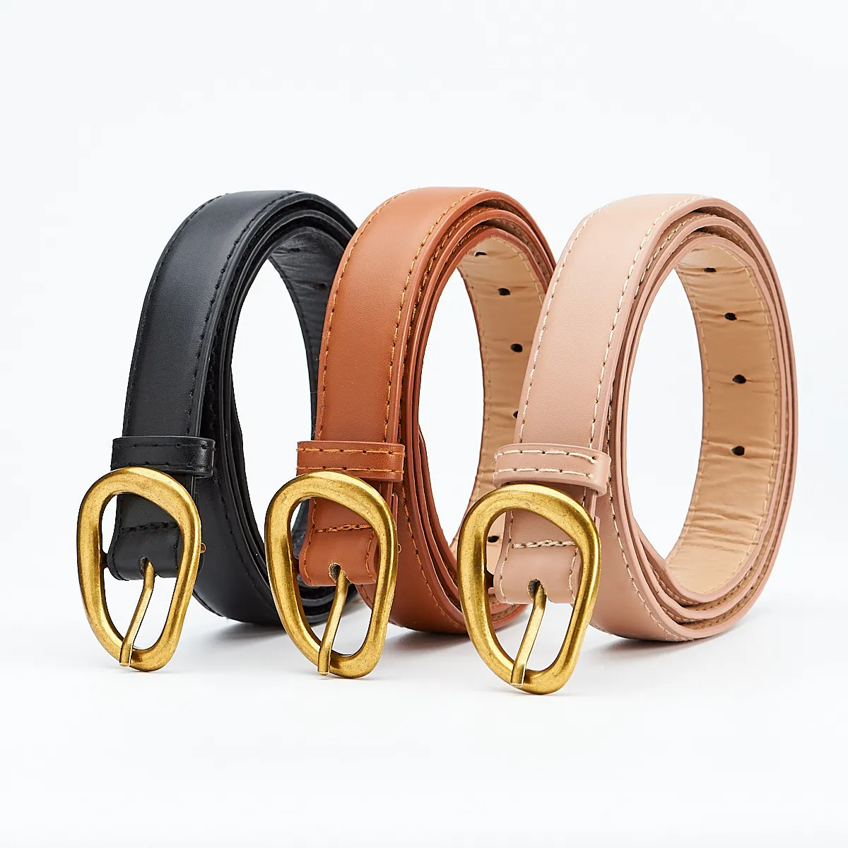 Women Fashion Simple Solid Color Business PU Leather Belt