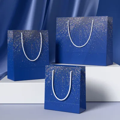 Blue Starry Sky Print Paper Shopping Bags 10pcs-Pack
