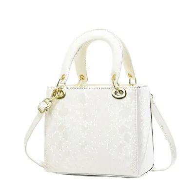 Women Fashion Simple Solid Color Snake Pattern PU Handbag