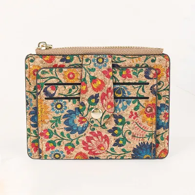 Fashion Retro Printed Multi Card Ultra-Thin Zipper Coin Wallet
