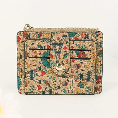 Fashion Retro Printed Multi Card Ultra-Thin Zipper Coin Wallet