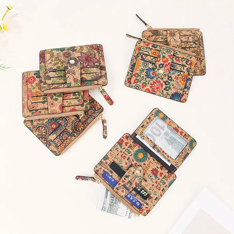 Fashion Retro Printed Multi Card Ultra-Thin Zipper Coin Wallet