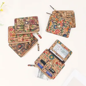 Fashion Retro Printed Multi Card Ultra-Thin Zipper Coin Wallet