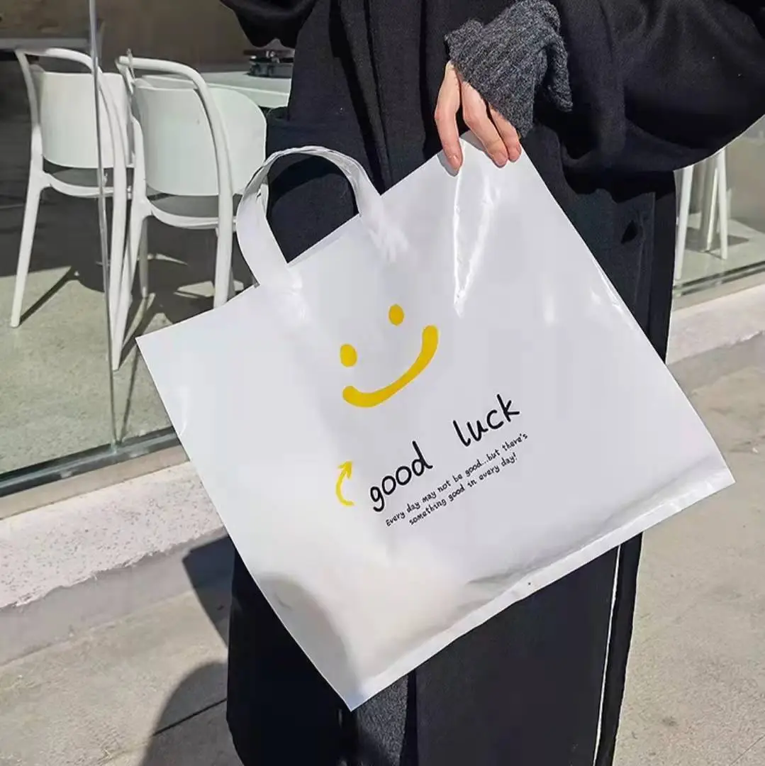 Fashion Cute Smile Face Printed Handbag Shopping Bags 50pcs/Pack