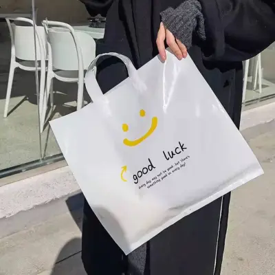 Fashion Cute Smile Face Printed Handbag Shopping Bags 50pcs/Pack