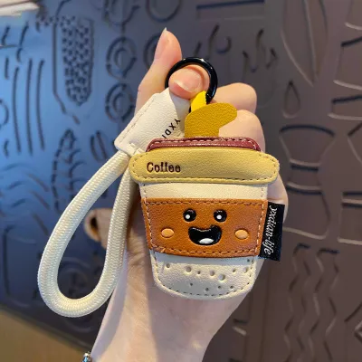 Fashion Creative Cartoon Pu Leather Food Fries Ice Cream Key Chain Bag Pendant