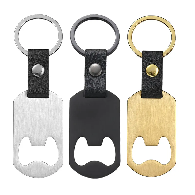 Fashion Solid Color Custom Laser Engraving UV Printing Stainless Steel Bottle Opener Keychain