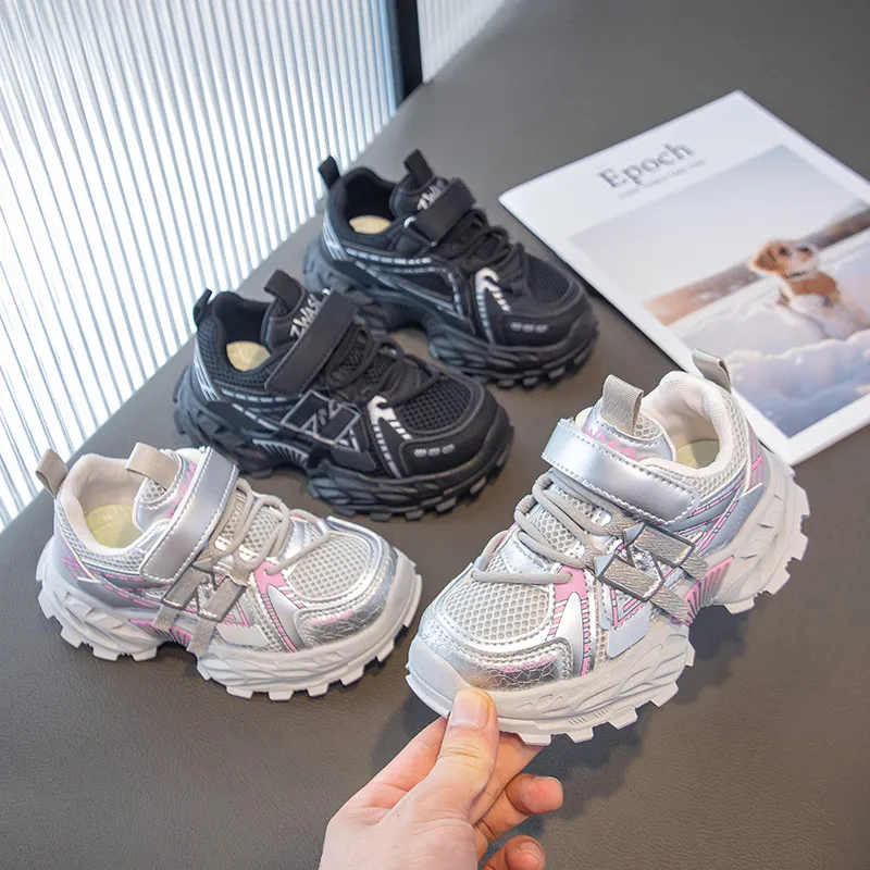 Kids Boys And Girls Fashion Casual Breathable Thick Sole Velcro Sneakers