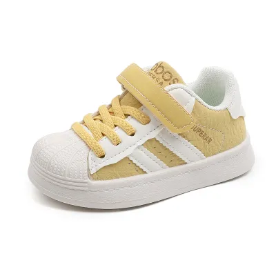 Boys Girls Fashion Casual Round-Toe Lace-Up Soft Sole Microfiber Sneakers
