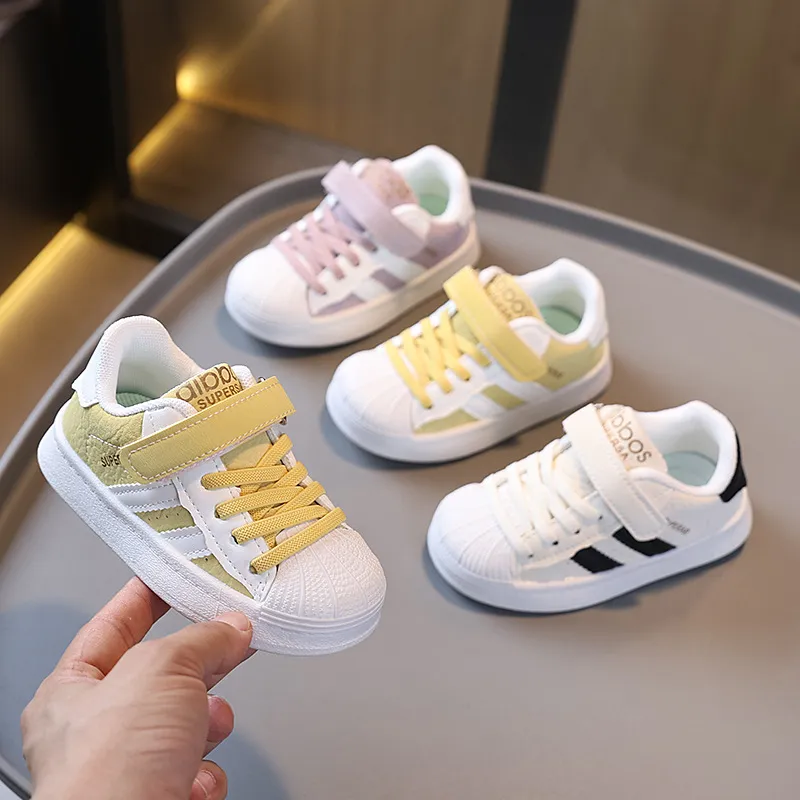 Boys Girls Fashion Casual Round-Toe Lace-Up Soft Sole Microfiber Sneakers