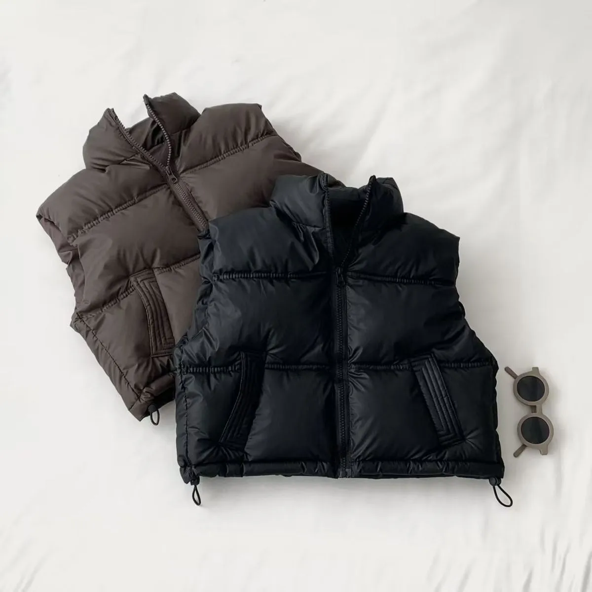 Kids Boys Clothing(3-14T) Fashion Casual Solid Color Autumn Winter Stand Collar Cotton-Padded Vest