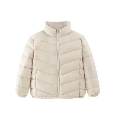 Kids Fashion Casual Autumn Winter Solid Color Stand Collar White Duck Down Light-Weight Short Coat