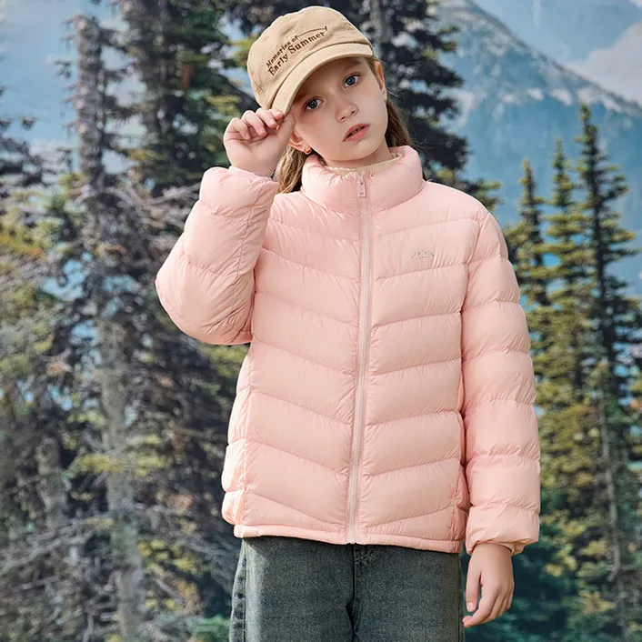 Kids Fashion Casual Autumn Winter Solid Color Stand Collar White Duck Down Light-Weight Short Coat