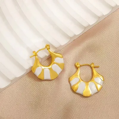 Women's Gold Plated Stainless Steel Geometric Oil Drop Earrings