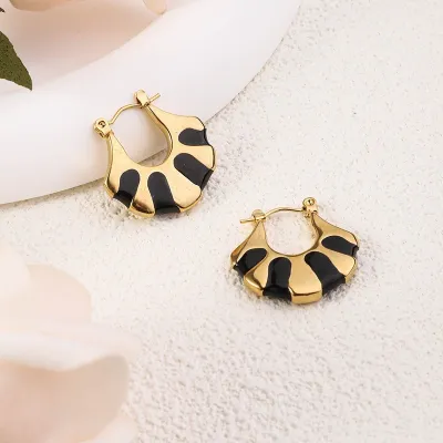Women's Gold Plated Stainless Steel Geometric Oil Drop Earrings