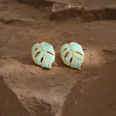 Women Fashion Casual Oil Hollow Maple Leaf Stainless Steel Earrings