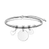 Silver (Snake Bone Bracelet) 25Mm Round Small Circle Hollow Heart