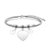 Silver (Snake Bone Bracelet) 25Mm Heart Small Round Hollow Heart