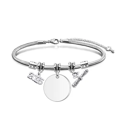 Simple Stainless Steel Custom Laser Engraving Snake Bone Bracelet Unisex