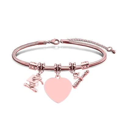 Simple Stainless Steel Custom Laser Engraving Snake Bone Bracelet Unisex