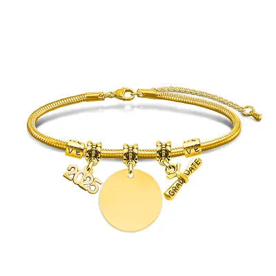 Simple Stainless Steel Custom Laser Engraving Snake Bone Bracelet Unisex