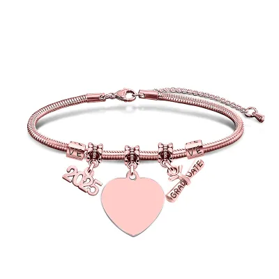 Simple Stainless Steel Custom Laser Engraving Snake Bone Bracelet Unisex