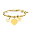 Gold (Snake Bone Bracelet) 25Mm Heart Small Round Hollow Heart