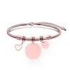Rose Gold (Snake Bone Bracelet) 25Mm Round Small Circle Hollow Heart