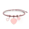 Rose Gold (Snake Bone Bracelet) 25Mm Heart Small Round Hollow Heart
