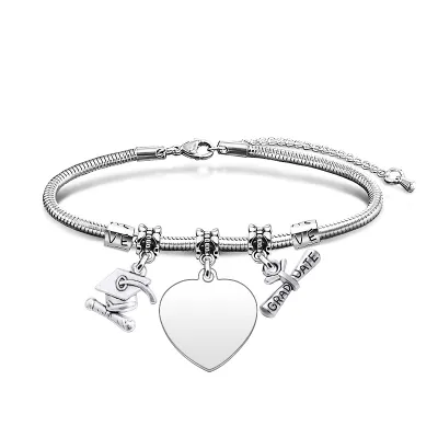 Simple Stainless Steel Custom Laser Engraving Snake Bone Bracelet Unisex