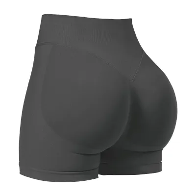 Women Solid Color Seamless High Waist Yoga Shorts