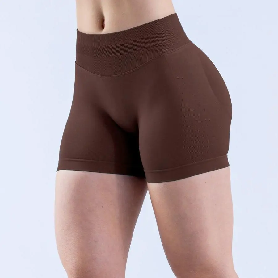 Women Solid Color Seamless High Waist Yoga Shorts