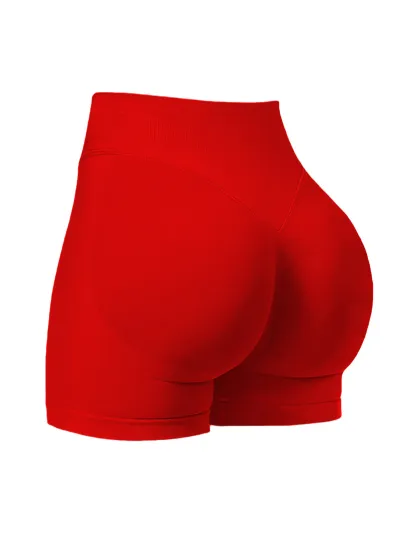 Women Solid Color Seamless High Waist Yoga Shorts