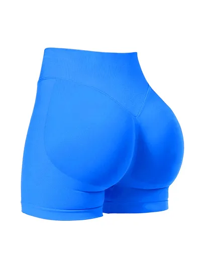 Women Solid Color Seamless High Waist Yoga Shorts