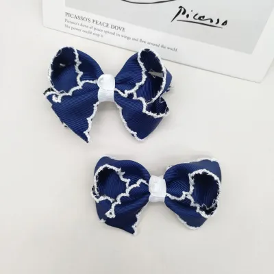 Kids Girls Hook Edge Three-Dimensional Ribbon Bow Thread Hairpin