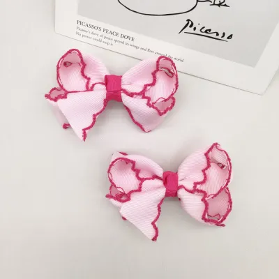 Kids Girls Hook Edge Three-Dimensional Ribbon Bow Thread Hairpin